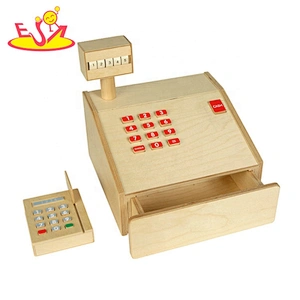2019 New design kids wooden cashier machine toy for pretend play W10A099