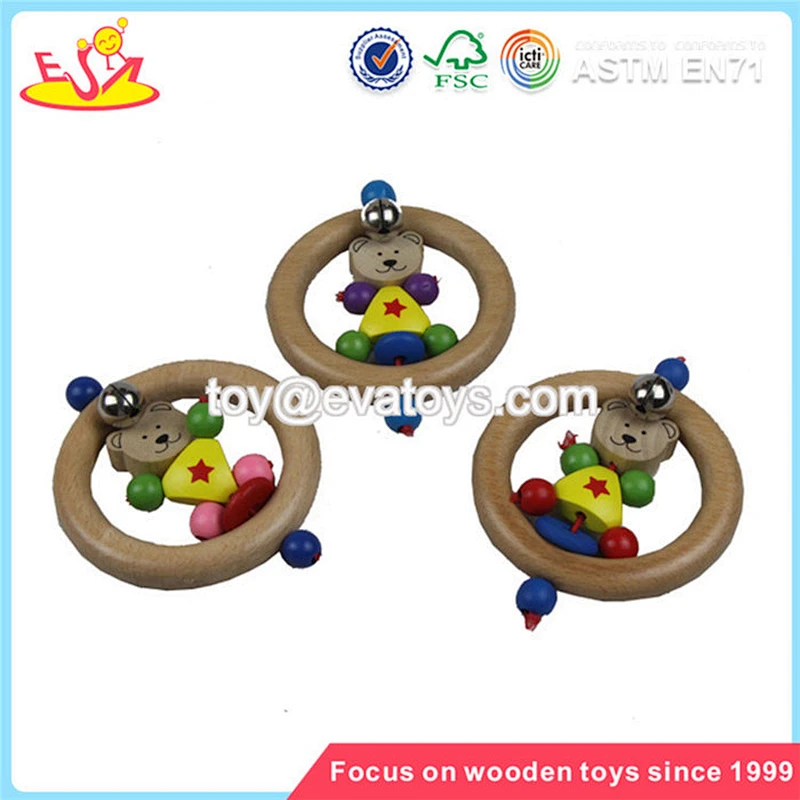 Wholesale latest kids wooden rattle toy high quality kids wooden rattle sound toy W08K012