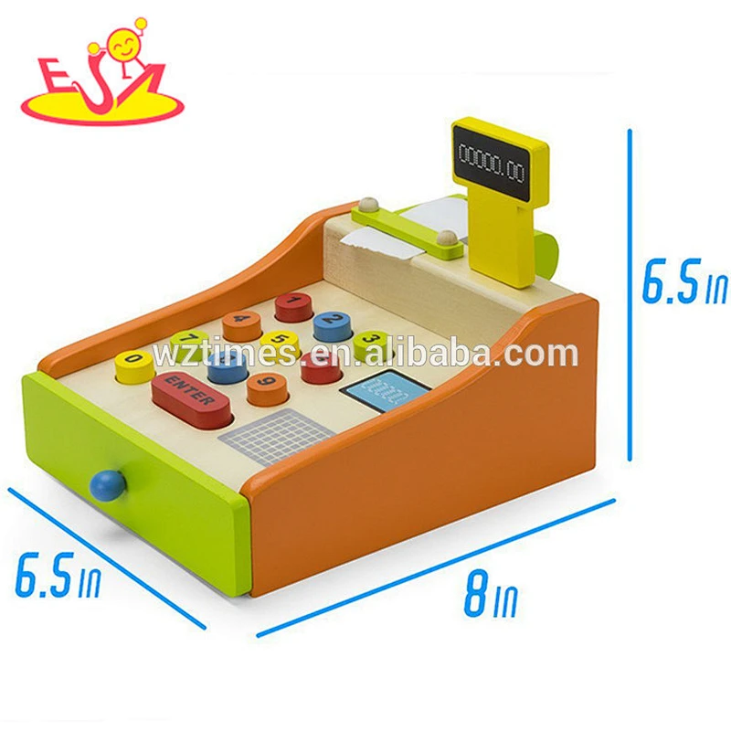 Wholesale creative baby wooden cash register toy funny pretend kids wooden cash register toy W10A064