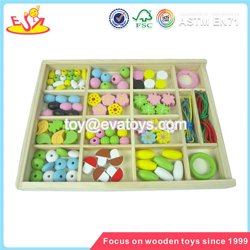 Wholesale diy pretty baby wooden beads toy educational children wooden string beads toy W11E016
