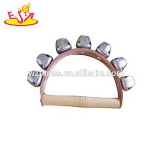 Wholesale baby musical instruments wooden handbells top sale toddlers wooden cartoon handbells W07I092