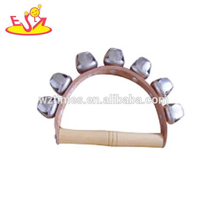 Wholesale baby musical instruments wooden handbells top sale toddlers wooden cartoon handbells W07I092