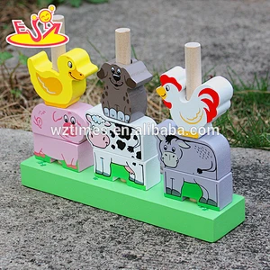2018 großhandel mode baby holz stapeln tierblöcke, neue design kinder stapeln tierblöcke W13D126