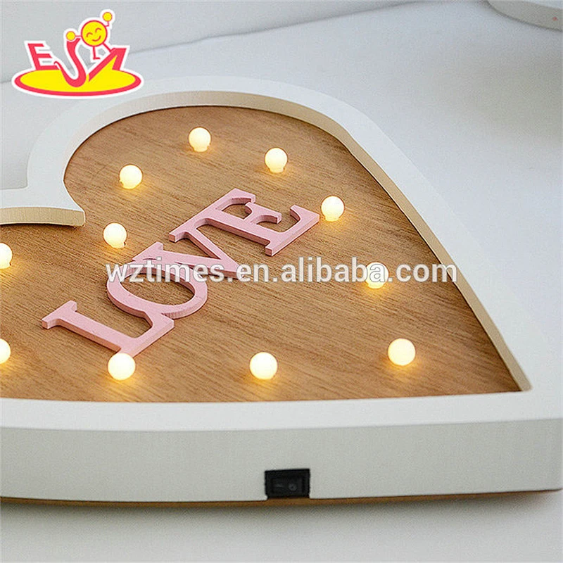 Wholesale wonderful decoration light wooden heart shape LED used in holiday W09D026
