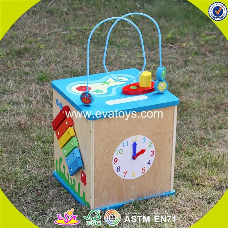 2018 new design 5 in 1 multi-function children wooden bead maze table W11B134