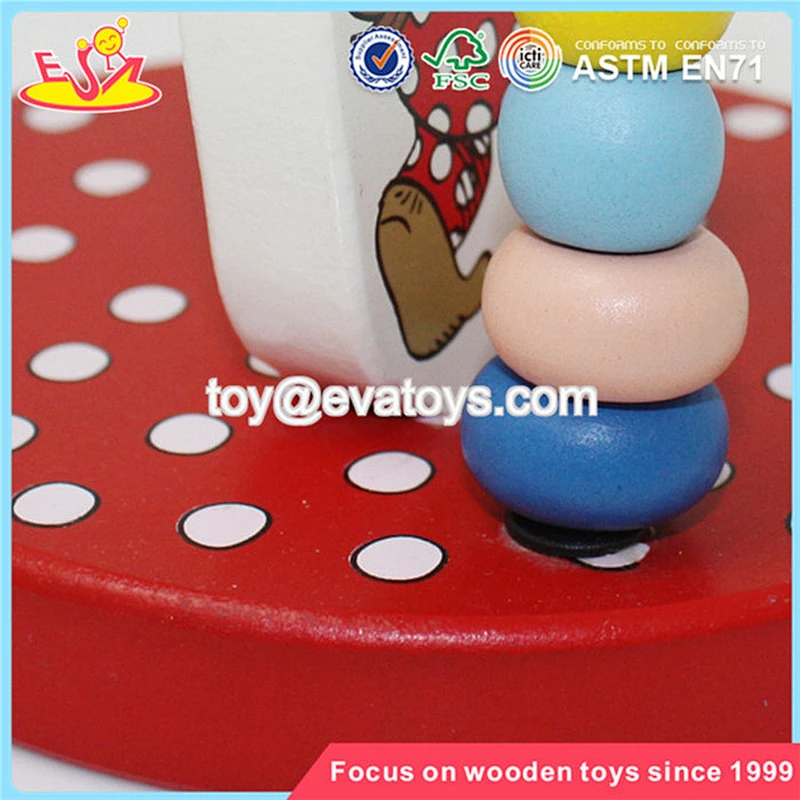 Wholesale funny educational baby wooden beads toy top fashion kids wooden beads toy W11B054