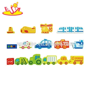 Wholesale best gift for baby wooden multi shape mini car puzzle toy bring fun W14N001
