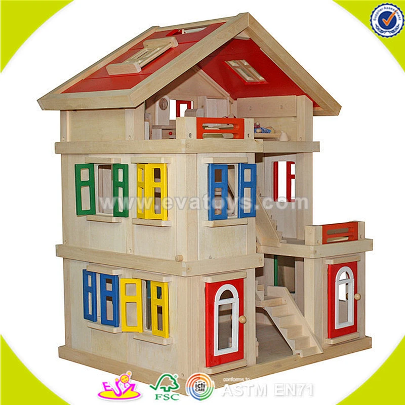 wholesale beautiful toddler wooden dollhouse toy , top quality toddler wooden dollhouse toy, cute wooden dollhouse toy W06A103