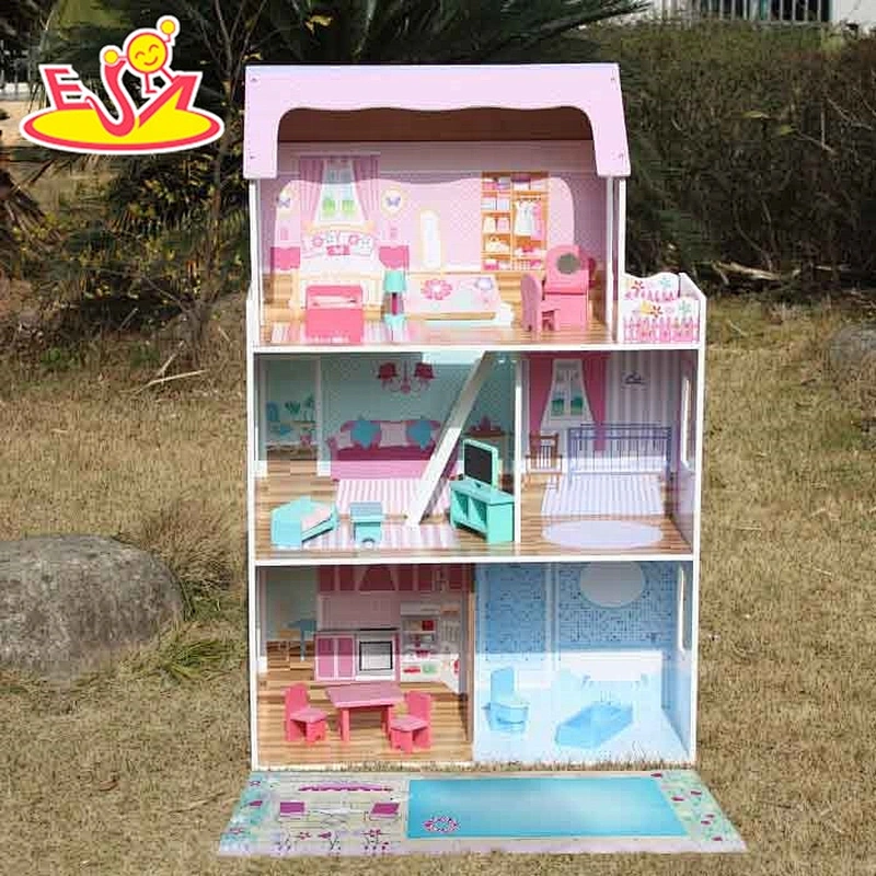 wholesale kids wooden dollhouse miniatures for pretend W06A044