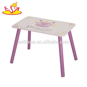 2018 New design princess wooden kids table and chairs set for girls W08G247
