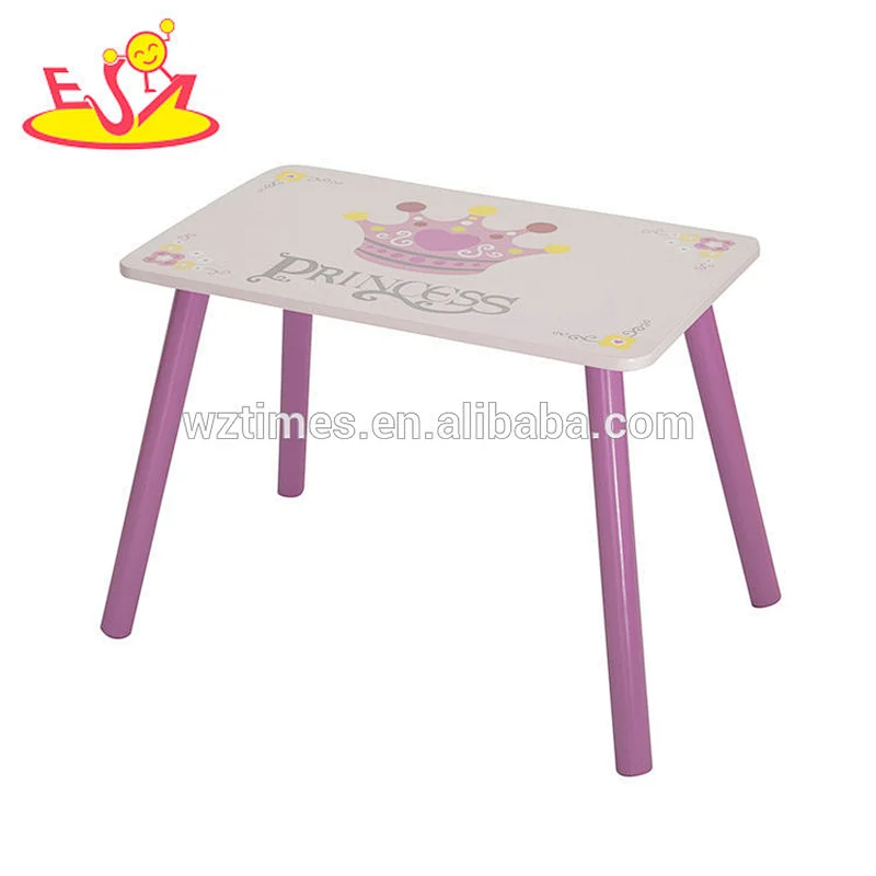 2018 New design princess wooden kids table and chairs set for girls W08G247