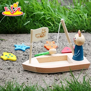 wholesale funny fishing games wooden fish toy for kids W01B029