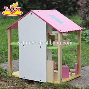 Großhandel 2 Etagen Mädchen Holz Puppenhaus Kits beste Design Kinder Holz Puppenhaus Kits W06A165-S