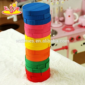wholesale colorful baby stacking blocks wooden promotional bricks toy top fashion wooden baby stacking blocks toy W13D119