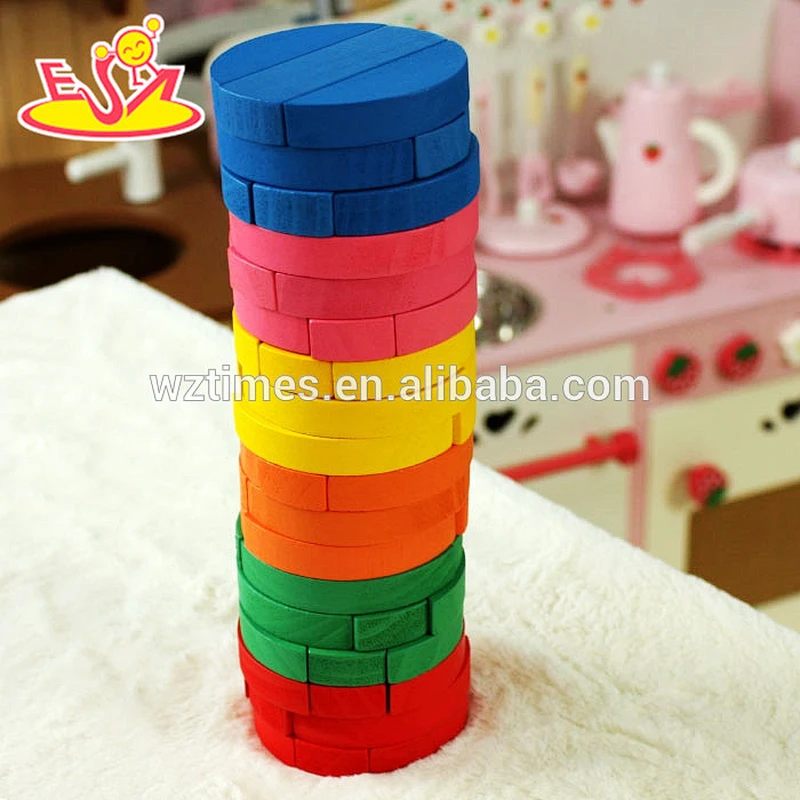wholesale colorful baby stacking blocks wooden promotional bricks toy top fashion wooden baby stacking blocks toy W13D119