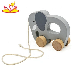 high quality children wooden elephant drag toy for wholesale W05B084