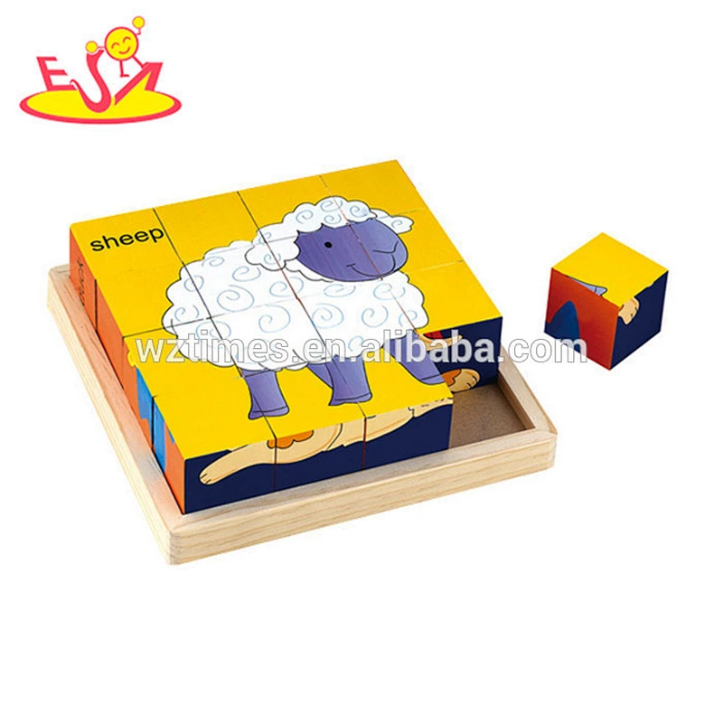 Hölzernes Würfel-Puzzlespielspielzeug des Großverkaufs heißes hölzernes Würfel-Spielzeug W14F017