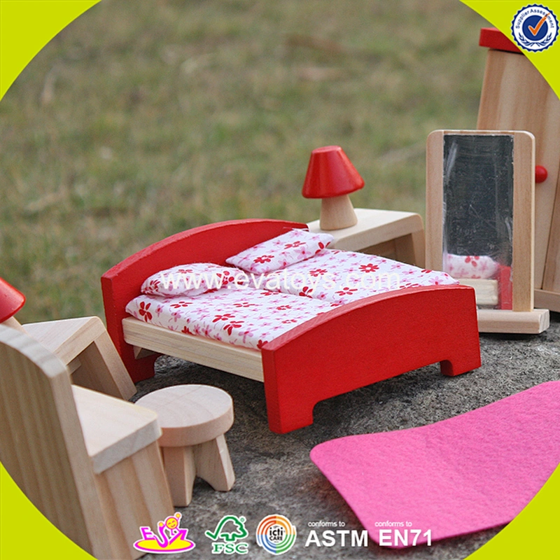 New design mini wooden toy house furniture for dollhouse W06B053