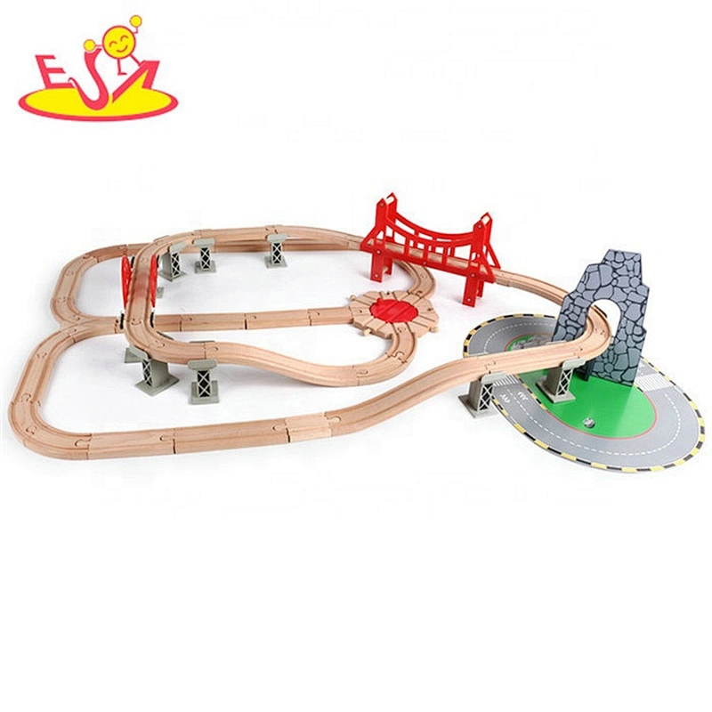 Promotion educational 100PC wooden train set for children W04C174