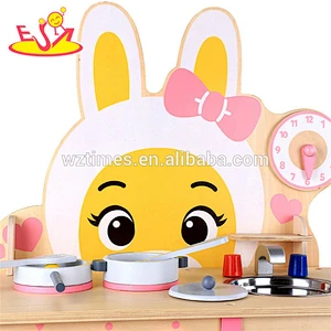 Wholesale fancy kitchen table toy wooden play pots and pans for preschool W10C351