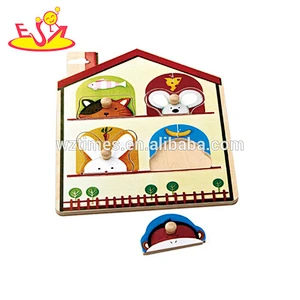 Wholesale teaching aid wooden animal jigsaw cheap newest baby wooden animal jigsaw W14A103