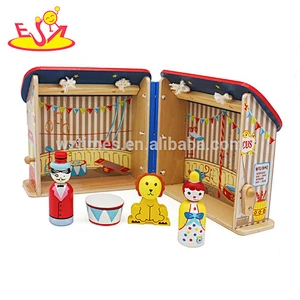 New design small wooden circus dollhouse for kids W06A327