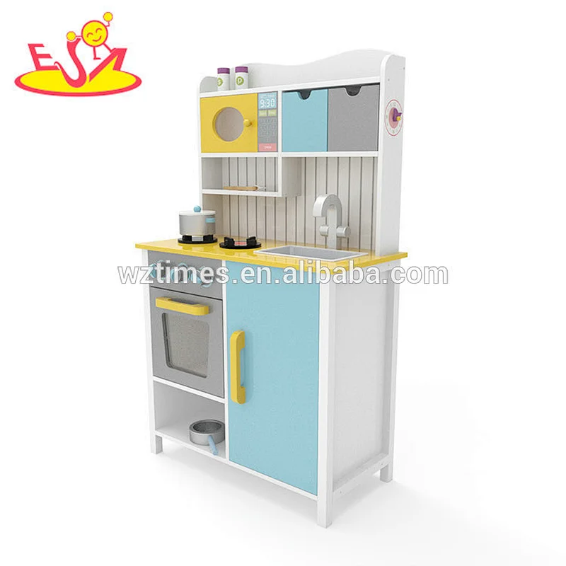 Venta al por mayor divertido juego de simulación de juegos de juguetes de madera juego moderno de cocina para niños W10C356