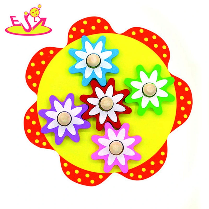 Most popular flower shape wooden gear set toy for toddlers W13E036