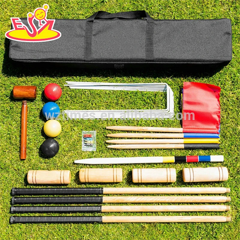 Wholesale outdoor wooden 6-player croquet game for lawn play W01D005