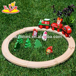 19 pieces kids wood track racer train set wood track racer train set W04C058