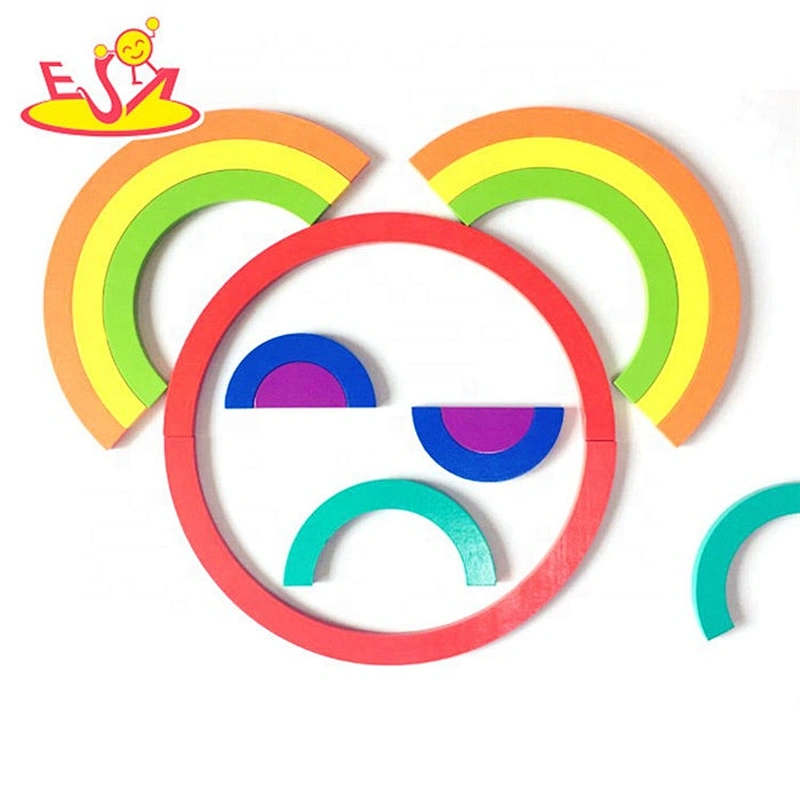 2019 New design educational puzzle wooden rainbow jigsaw for children W14A220