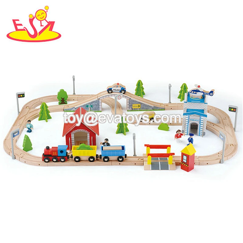 New arrival educational 60PCS wooden train sets with activity table W04C175