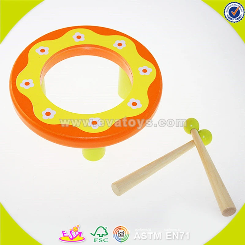 wholesale Kids musical instrument toy hand kids drum toy ,Cheap kids Percussion Toy Drum, fashion wooden toy drum W07J034