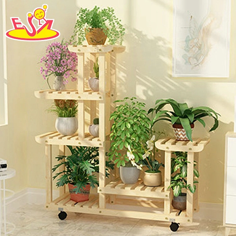 Most popular 4 layers movable wooden plant stand with low price W08H119B