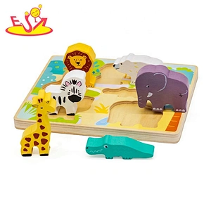 2019 New sale educational wooden animal puzzle games for kids W14D089