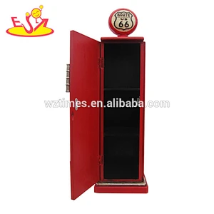 Wholesale high quality telephone booth shape red wooden wine cabinet W08C216