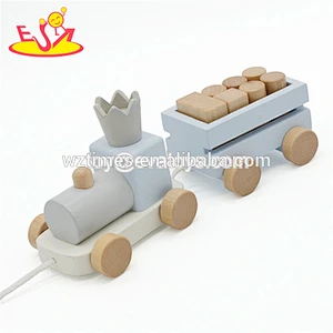 Wholesale popular colorful wooden pulling train toy for baby ages 1 and up W05C090