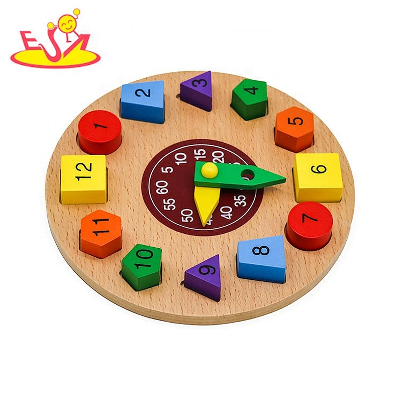 2019 New sale early learning wooden clock puzzle for kids W14K055