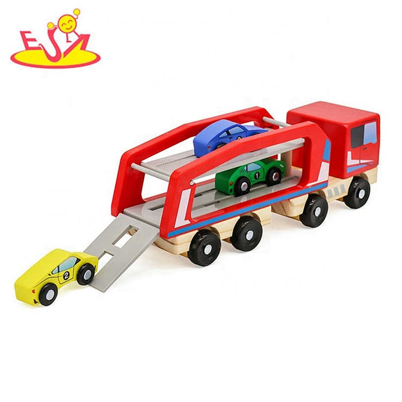2018 New arrival children Car Loader wooden toy trucks with trailers W04A413