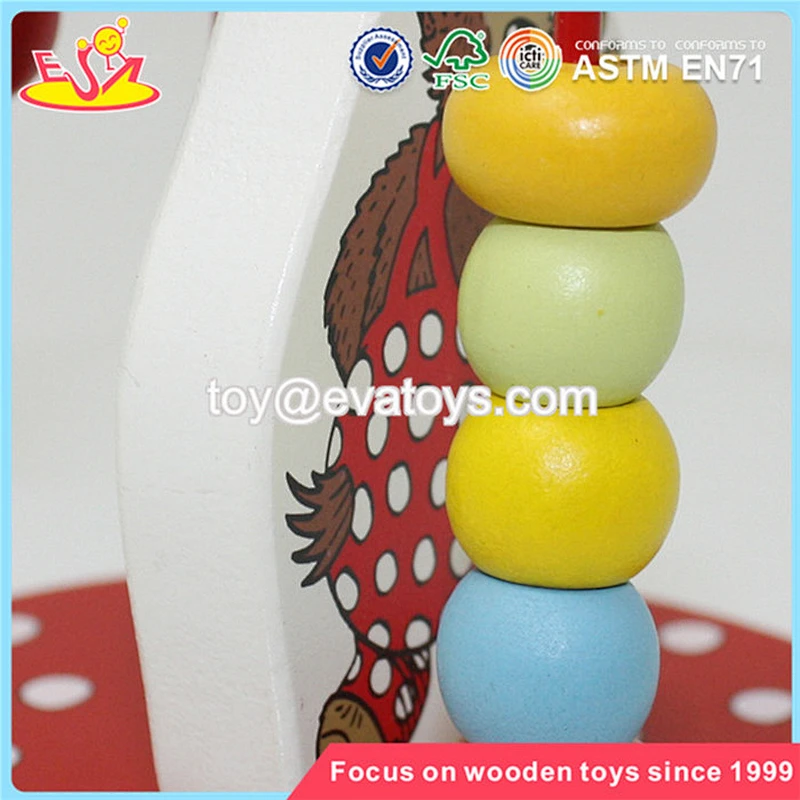 Wholesale funny educational baby wooden beads toy top fashion kids wooden beads toy W11B054