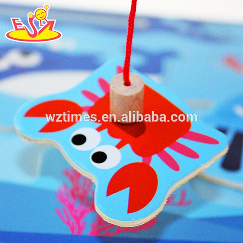 Wholesale educational tabletop game wooden magnetic fishing toy for children W01A067