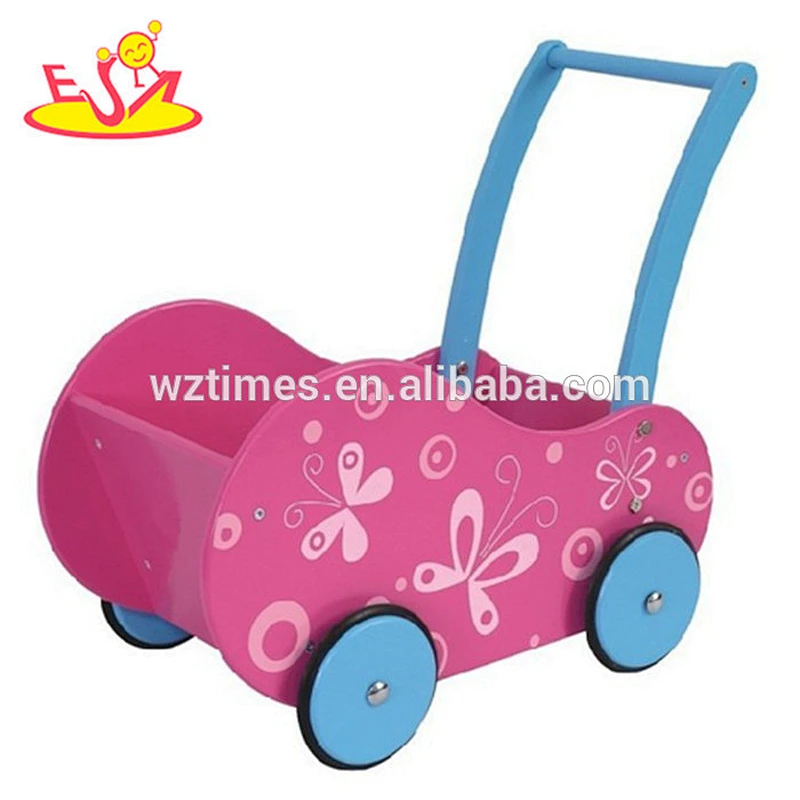 Wholesale high quality wooden pink walker used for toddler learning walk W13C010