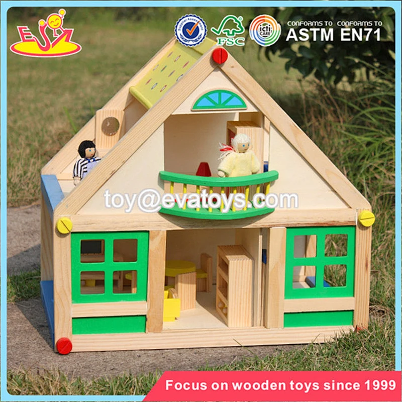 Wholesale new arrival wooden baby dollhouse toy popular baby wooden baby dollhouse W06A106