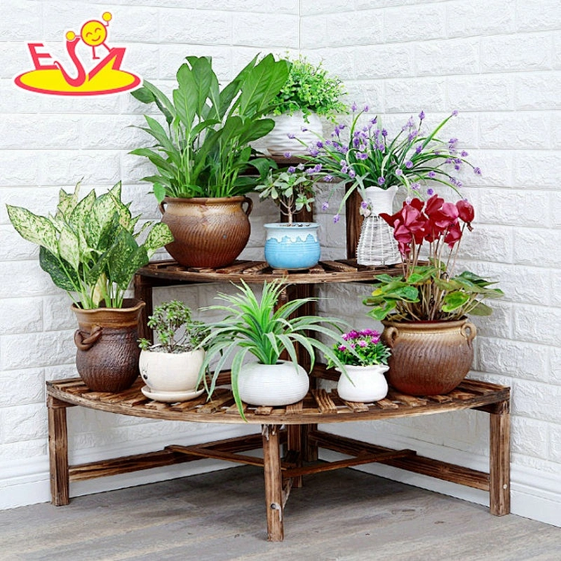 Top sale 3 tier wooden flower pot shelf for wholesale W08H106