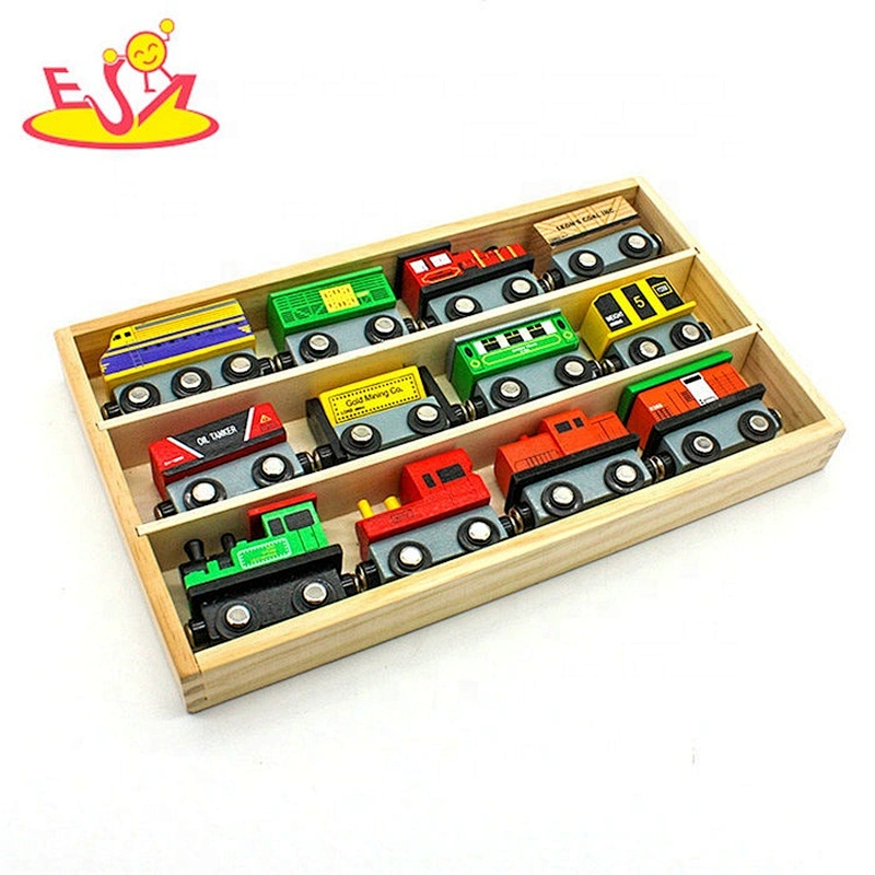 2019 New arrival 12 PCS magnetic set wooden toy train set for kids W04A377