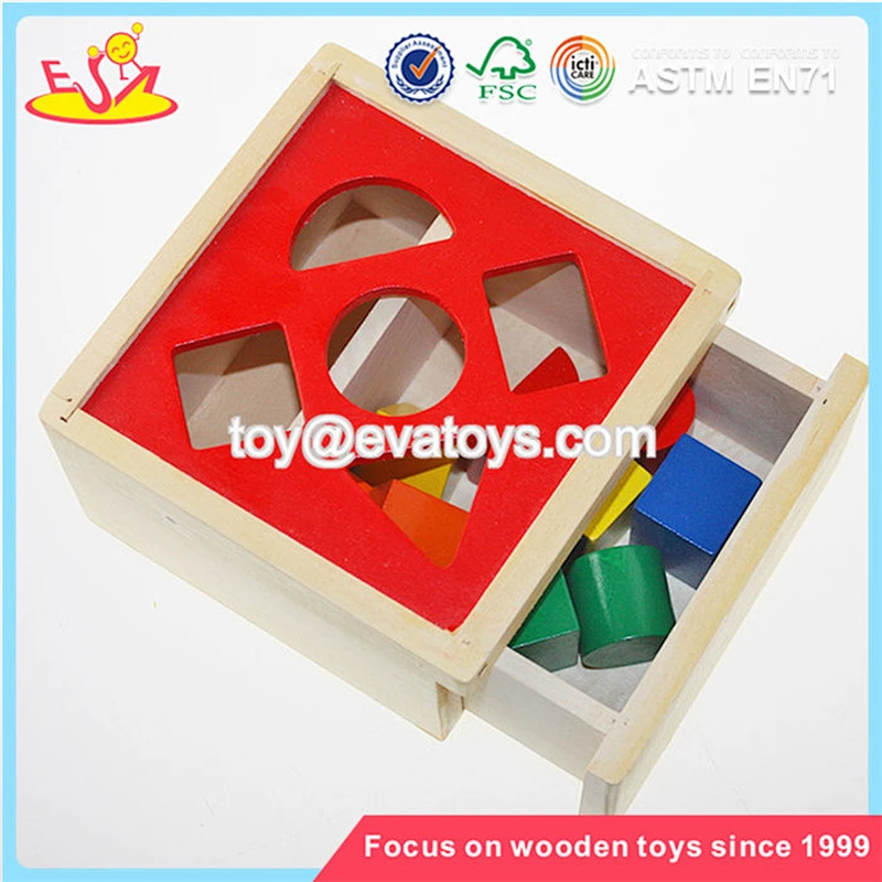 Wholesale educational baby wooden blocks puzzle toy play fun wooden blocks puzzle box W12D021