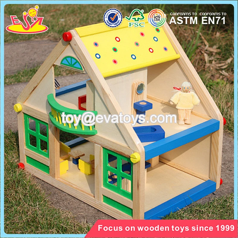 Wholesale new arrival wooden baby dollhouse toy popular baby wooden baby dollhouse W06A106