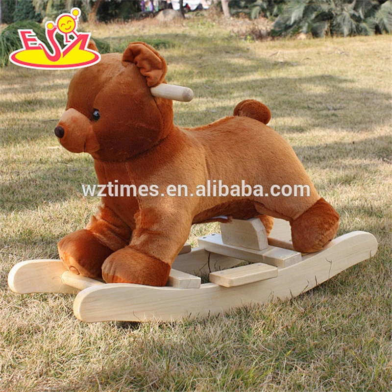 2018 New design wooden plush rocking horse children wooden plush rocking horse baby wooden plush rocking horse W16D073
