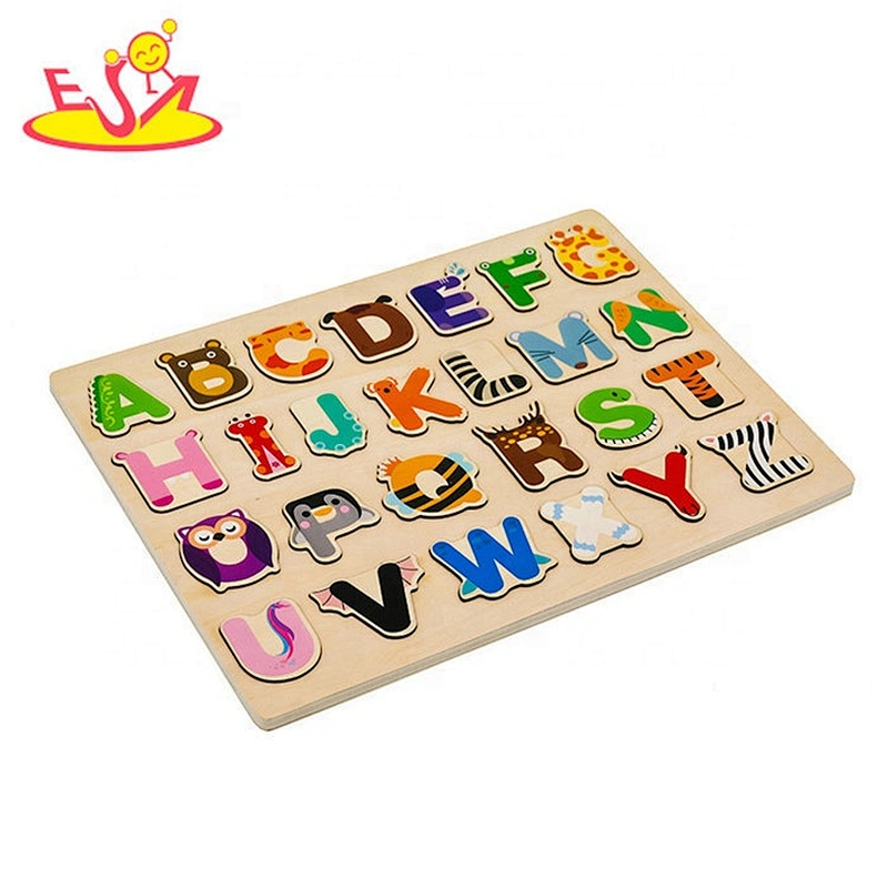 2019 New arrival educational matching wooden abc puzzle game for toddlers W14B109