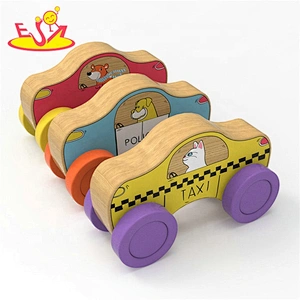 2019 New arrival funny small wooden toy cars for preschoolers W04A410